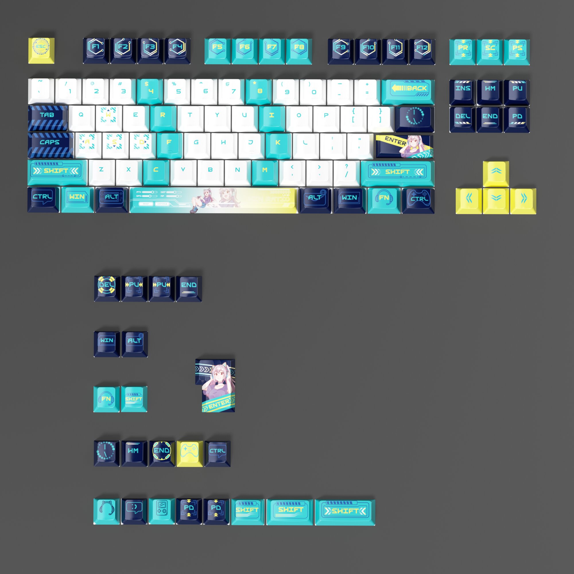 Generic E-Sports white and blue Keycap Set, product image from Meckeys